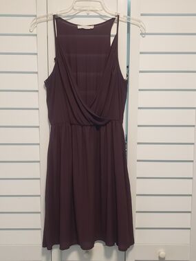 Lush Deep Plum Sleeveless Faux-Wrap Mini Dress